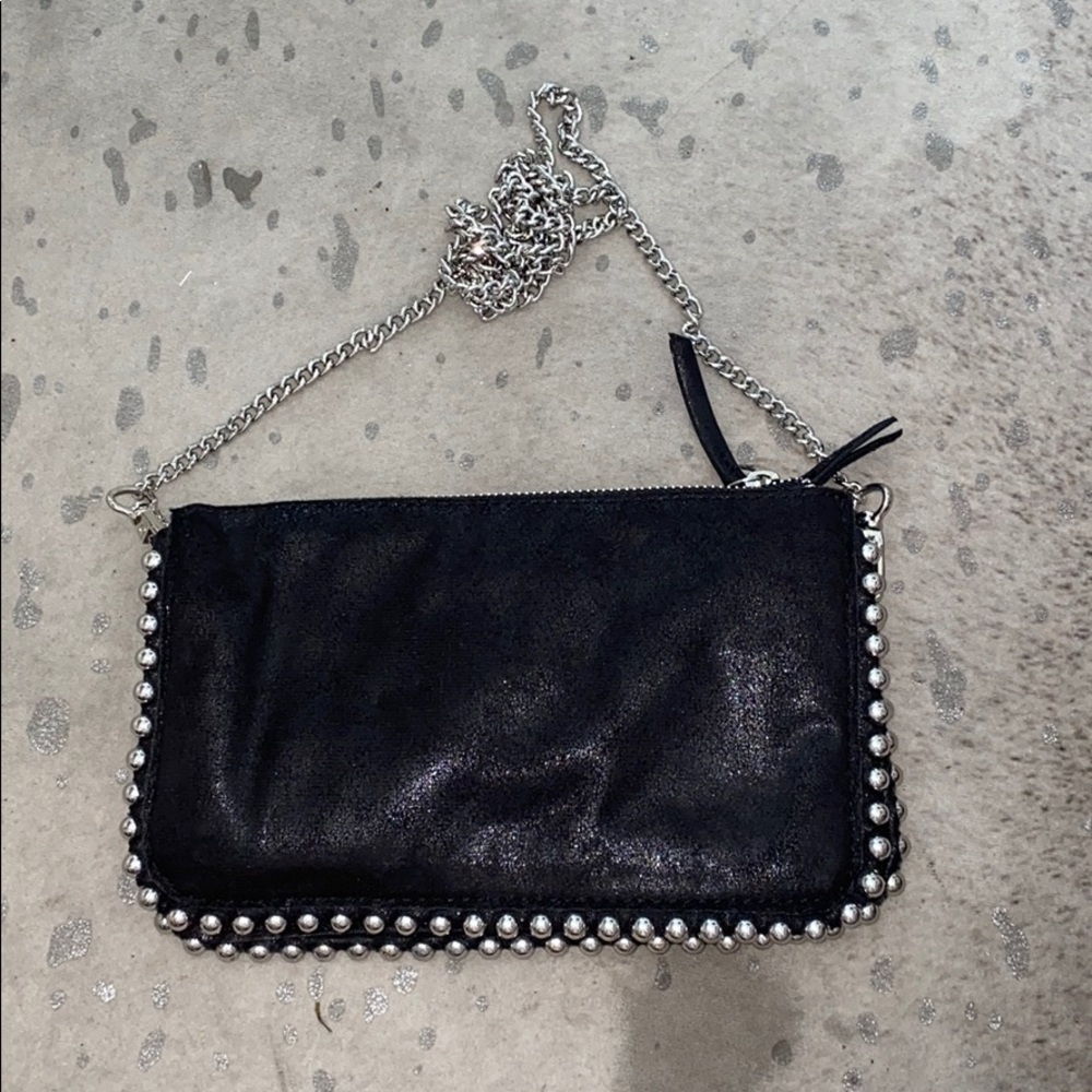 Zara black crossbody with silver chain